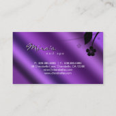 Blumengeschäfts-Karten-metallischer lila Satin Visitenkarte (Rückseite)