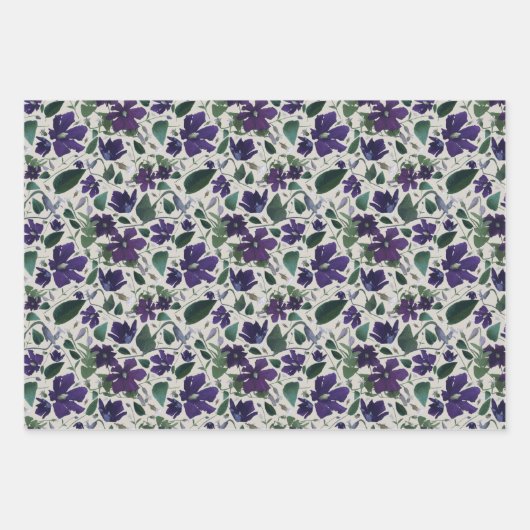 Blumengeschenk für Lila Wasserfarben Geschenkpapier Set (Vorderseite 2)