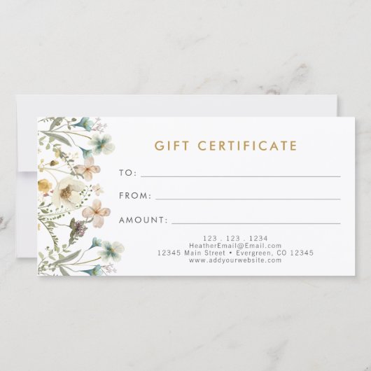 Blumengeschenkgutschein (Rückseite)