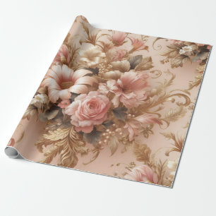 Blumengeschenkpapier, rot-rot-goldblau geschenkpapier