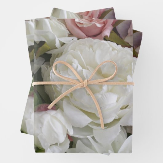 Blumengeschenkverpackung mit Torf und Rose, 3 Blät Geschenkpapier Set (Beispiel)