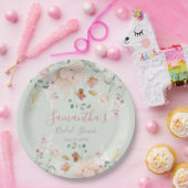 Blumengeschirr Grün Rosa Rosa Elegant Pappteller (Party)