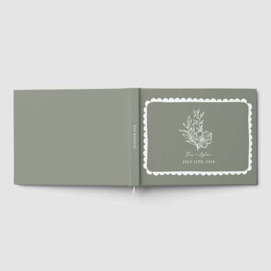 Blumengeschirr Grüne Bouquet-Hochzeit Gästebuch (Voll)