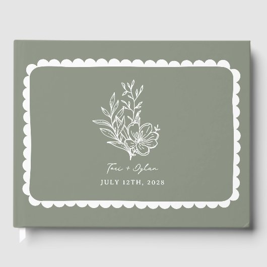 Blumengeschirr Grüne Bouquet-Hochzeit Gästebuch (Vorderseite)