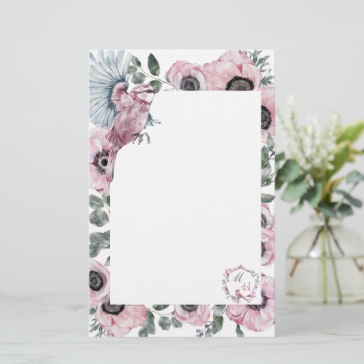 Blumengeschirr Personalisiert Briefpapier (Stehend Vorderseite)