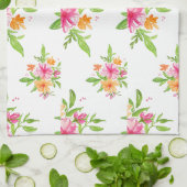BlumenGeschirrtuch des rosa und orange Aquarells Handtuch (Gefaltet)