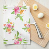 BlumenGeschirrtuch des rosa und orange Aquarells Handtuch (Viertel Falte)