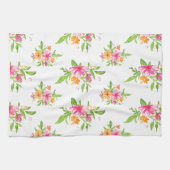 BlumenGeschirrtuch des rosa und orange Aquarells Handtuch (Horizontal)