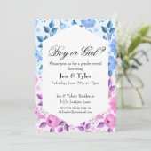 Blumengeschlecht enthüllt Schreibwaren Einladung (Stehend Vorderseite)