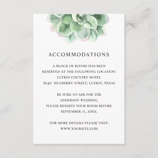 Blumengeschmack Hochzeitsunterkünfte in Aquarell Begleitkarte (Vorderseite)