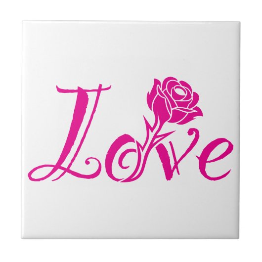 Blumengeschmack: Liebe Illustriert mit Rose Fliese (Vorderseite)
