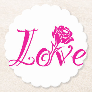 Blumengeschmack: Liebe Illustriert mit Rose Untersetzer