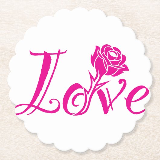 Blumengeschmack: Liebe Illustriert mit Rose Untersetzer (Vorderseite)