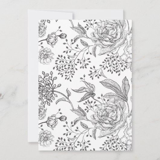 Blumengeschmack Schwarzes Elegantes Brautparty Einladung (Rückseite)