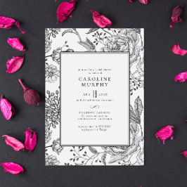 Blumengeschmack Schwarzes Elegantes Brautparty Einladung