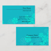 blumengeschmückt, elegant, blau visitenkarte (Vorne/Hinten)