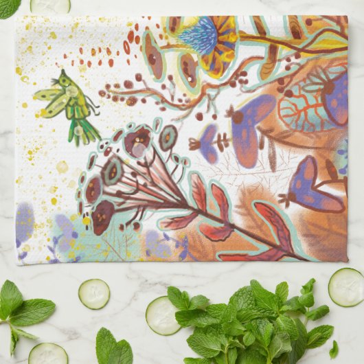 blumengeschmückt geschirrtuch (Gefaltet)