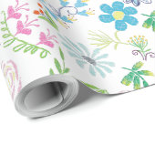 blumengeschmückte Blume Geschenkpapier (Rolleneckpunkt)