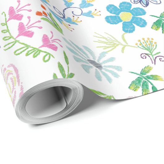 blumengeschmückte Blume Geschenkpapier (Rolleneckpunkt)