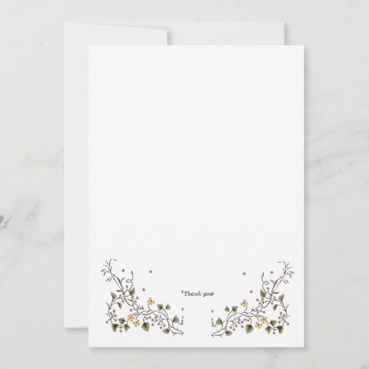 blumengeschmückte und minimalistisch grüne Reben Einladung (Rückseite)