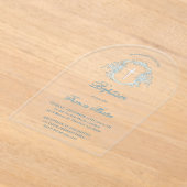 blumengeschmücktes Wappen | Taufe Acryleinladungen (Ablage )