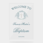 blumengeschmücktes Wappen | Taufe Acrylschild (Vorderseite)