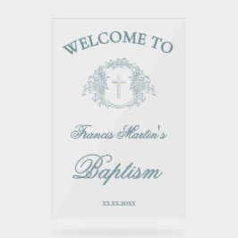 blumengeschmücktes Wappen | Taufe Acrylschild