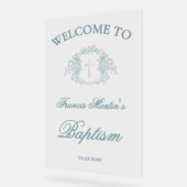 blumengeschmücktes Wappen | Taufe Acrylschild (Winkel)