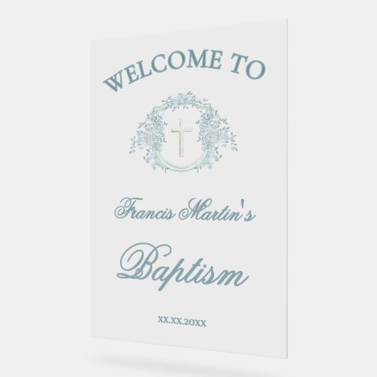 blumengeschmücktes Wappen | Taufe Acrylschild (Winkel)