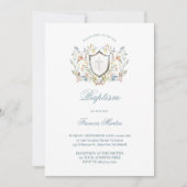 blumengeschmücktes Wappen | Taufe Einladung (Vorderseite)