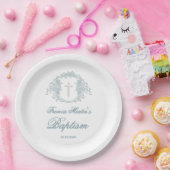 blumengeschmücktes Wappen | Taufe Pappteller (Party)