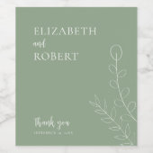 Blumengeschoss Grün Elegantes Minimalistisches Hoc Weinetikett (Einzelnes Label)