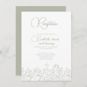 Blumengeschoss Grüne Wildblume Hochzeitsempfang Begleitkarte (Vorne/Hinten)