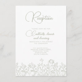 Blumengeschoss Grüne Wildblume Hochzeitsempfang Begleitkarte