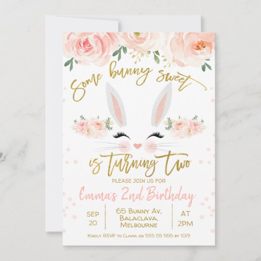 Blumengesicht 2. Geburtstag Einladung (Vorderseite)