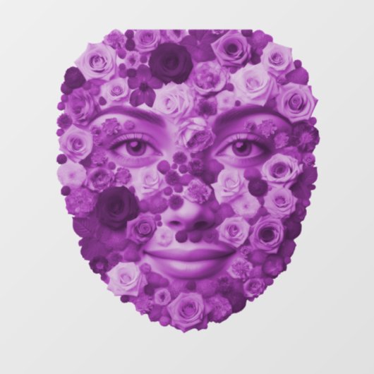 Blumengesicht Lila (auch WC-Deckel zum aufkleben)  Fensteraufkleber (Blatt)