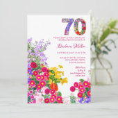 Blumengestalt 70. Geburtstag - Gartenfeier Design Einladung (Stehend Vorderseite)