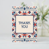 Blumengestalt Rot Weiß und Blau Dankeskarte (Stehend Vorderseite)
