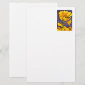Blumengestation "Yellow Poppy" Briefpapier (Vorne/Hinten)