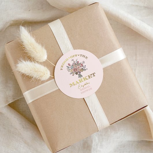 Blumengesteck Frisch vom Markt Brautdusche Runder Aufkleber