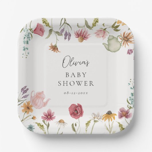 Blumengesteck Tee Baby Shower Teller (Vorderseite)