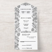 Blumengestecke in einer Hochzeitsfeier All-in-One-Einladung (Innenseite)