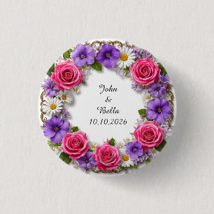 Blumengesteckter Kranz Button