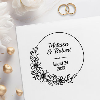 Blumengesteckter runder Hochzeit-Save-the-Date-Ste Gummistempel