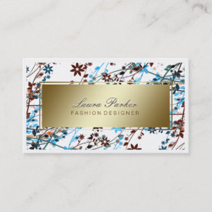 Blumengestein Artist Hair Stylist Blau Visitenkarte