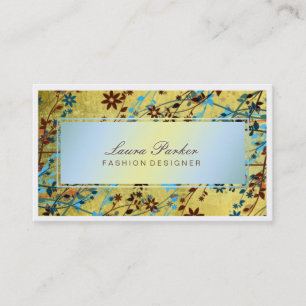 Blumengestein Artist Hair Stylist Blaues Gold Visitenkarte