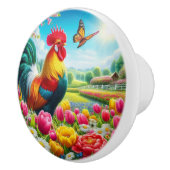 Blumengestelle/Federhirsche/Hühnerbilder Keramikknauf (Rechts)