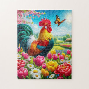 Blumengestelle/Federhirsche/Hühnerbilder Puzzle