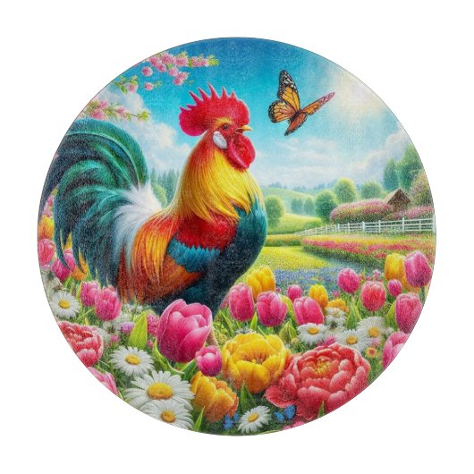 Blumengestelle/Federhirsche/Hühnerbilder Schneidebrett (Vorderseite)