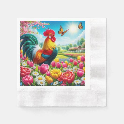 Blumengestelle/Federhirsche/Hühnerbilder Serviette (Vorderseite)
